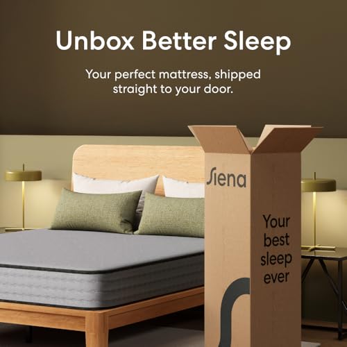 Image of Siena 8 inch Essential Hybrid Queen Mattress - Medium Firm - Memory Foam & Innerspring System - 180-Night Trial - Pressure-Relief - Mattress in a Box