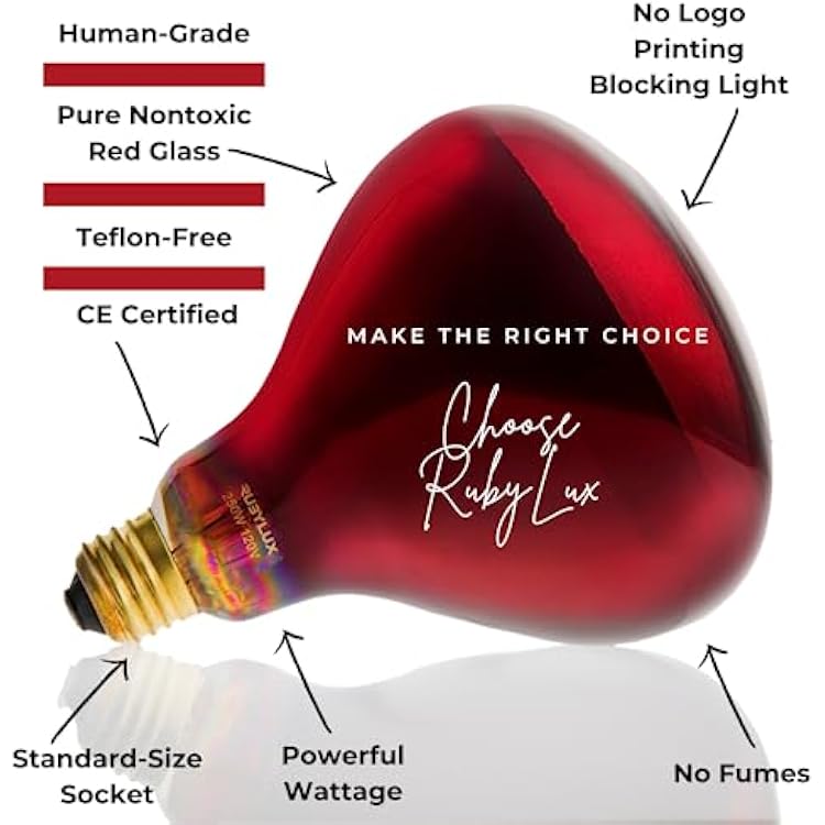 RubyLux NIR-A Near Infrared Bulb Grade A - 250W Red 1 Count