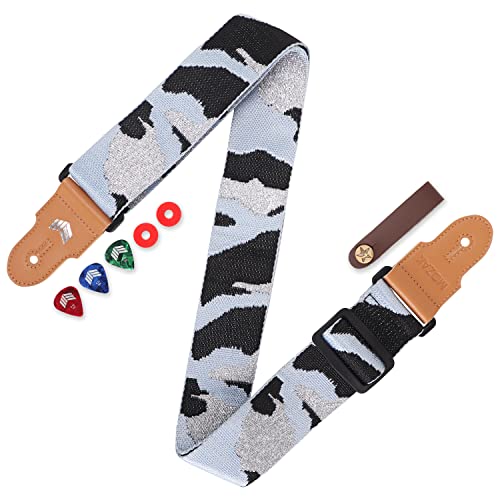 [MOOZAK] Guitar Strap for Acoustic, Electric Guitars and Bass Guitars with 2 Strap Locks, 3 Guitar Picks and 1 Guitar Headstock 
