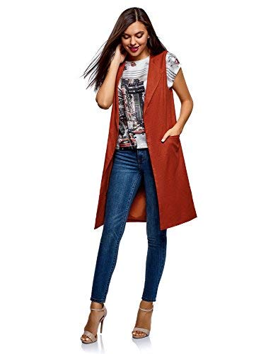Oodji Collection Donna Gilet Dritto in Lino