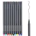 Huhuhero Fineliner Color Pen Set, 0.38 mm Fine Line Drawing Pen, Porous Fine Point Markers Perfect for Coloring Book and Bullet Journal Art Projects, Pack of 10