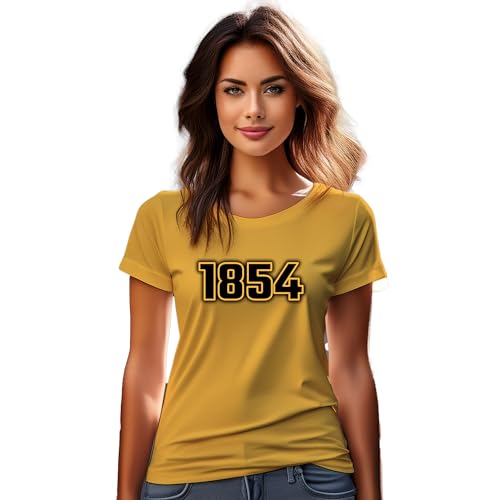T-shirt 1854 femmes en jaune doré XXL aux finitions haut de gamme
