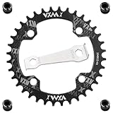 YBEKI 104BCD Chainring - CNC 7075-T6 Aluminum Narrow-Wide Round Chainwheel for MTB/Road Bikes (32-52T) | Compatible with Shimano/SRAM 8-11 Speed | Ultra-Light | Anti-Drop Design (Black, 34T)