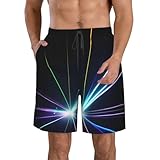 NEZIH Laser Light Print Men's Beach Shorts Versatile Hawaiian Summer Holiday Beach Shorts,Casual Lightweight White