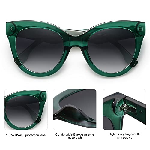 Sojos Retro Oversized Cateye Sunglasses For Women Large Vintage Trendy Shades Sj2074, Green/Grey #TOP10