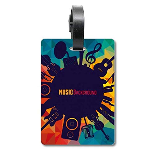 Étiquette pour valise de voyage motifs instruments de musique bleu crazy