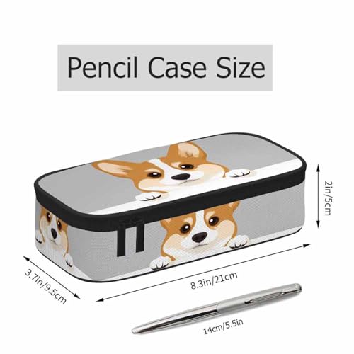 Image of Corgi Dog Pencil Bag Cute Puppy Animal Pet Head Gray White Big Capacity Pencil Case Pencil Pouch Pen Bag School Students Boy Girl