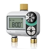 QUOBAS Brass Sprinkler Timer, Programmable Water Hose Timer for Garden Hose Faucet with Waterproof LCD Screen, Rain Delay/Manual/Automatic...