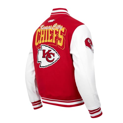 Pro Standard Mens NFL Kansas City Chiefs Team Badge Varsity Jacket Red/White S - Image 4