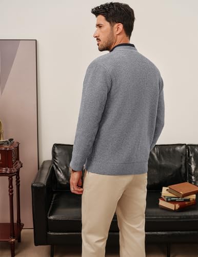 PJ PAUL JONES Mens Waffle Textured Cardigan Sweater Long Sleeve V-Neck Knitted Sweaters2