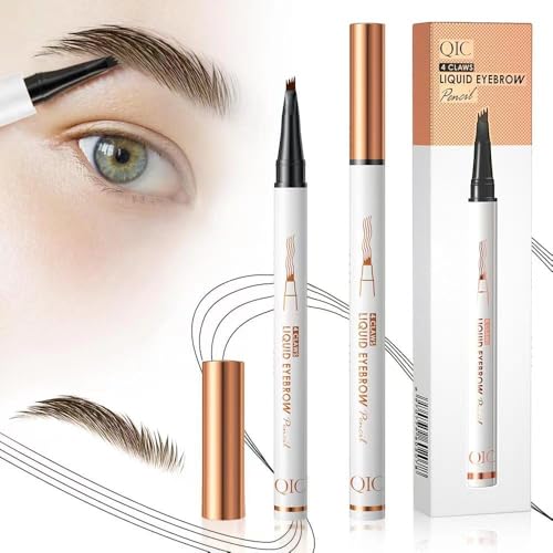 YILLTOY 2-Pack Microblading Eyebrow Pen, 3D Waterproof 4-Tip, Dark Brown