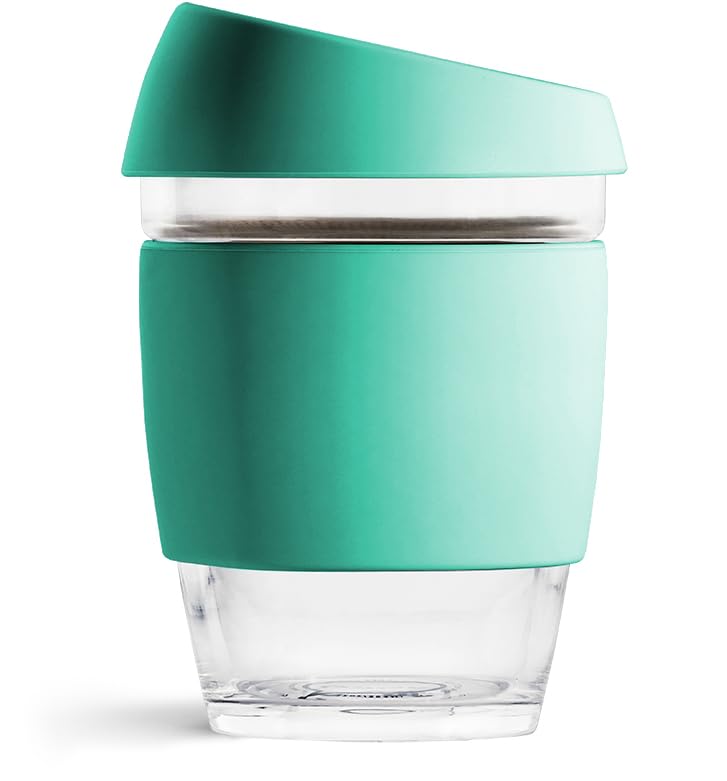 Taza de vidrio reutilizable 12oz JOCO azul miniatura 3
