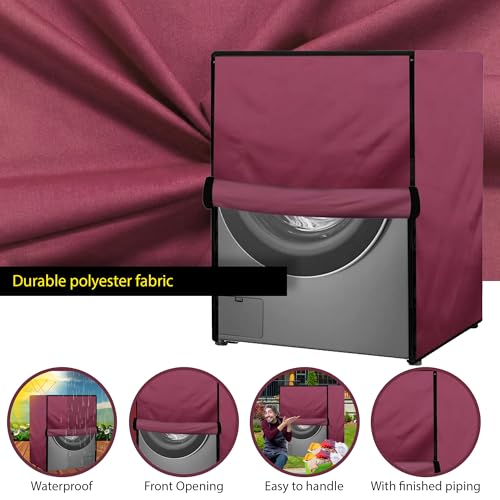 Image of Waterproof & Dustproof Top Front Load Washing Machine Cover for 6 kg 6.5 kg 7kg & 7.5 kg Compatible for IFB LG Samsung Whirlpool Bosch Haier | Siemensfor with Pipe Holes (Maroon)