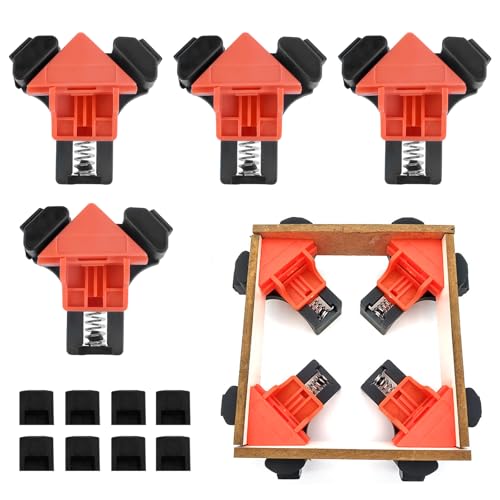 Sargento Escuadra,4 Piezas Sargentos Carpintero 90 Grados,Sargento Carpintero ABS Engrosada,Resorte Fuerte,Rango de Sujeción (5-22mm),Sargentos para Madera para Marcos de Cuadros,Paneles,Vidrio