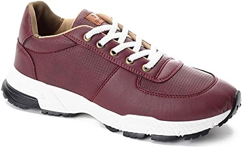 mens burgundy leather sneakers