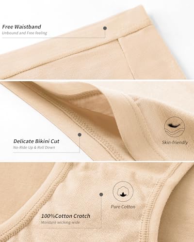 Image of Eiggam Women's Cotton Bikini Panties,High-Cut Full Coverage Stretch Cool Underwear for Women