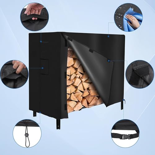 Housse bois de chauffage extérieur intérieur imperméable cordon serrage jardin terrasse