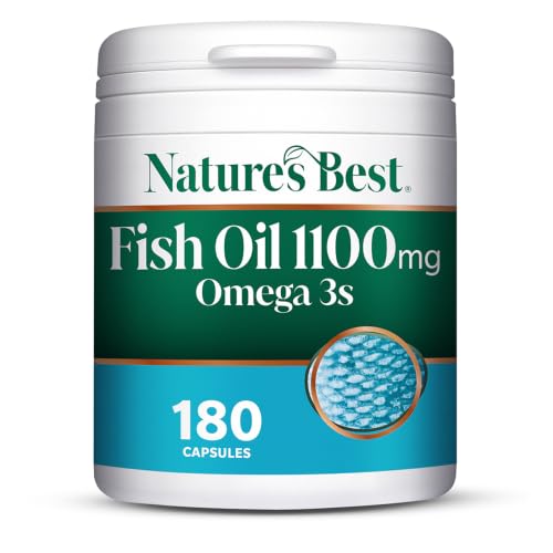 Image of Nature's Best Pure Fish Oil Capsules High Strength (1100mg) - Essential Omega 3 Fish Oil with EPA 360mg and DHA 240mg - UK Made - 180 Capsules (4+ Months' Supply)