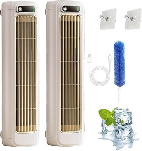 Hoffmarkt Cooling Ace, Hoffmarkt Cooling Ace Klimaanlage, Portable Air Conditioner with 3 Speeds, Rechargeable Quiet Desktop Tower Fan, Compact, Long- Lasting Battery (B*2, USB- Ladefunktion