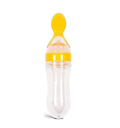 XIIAA Baby Food Feeding Spoon Ultra Soft Food Grade Silicone for Cereals for Infant Baby 3 Months Plus for Baby 6 to 12 Months (Yellow)