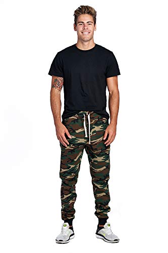 Progo Usa Men's Joggers Sweatpants Basic Fleece Marled Jogger Pant Elastic Waist (Medium, Forest Camouflage) #TOP5
