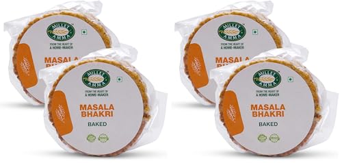 Image of Millet Amma Baked Masala Bhakhri - 360 Gms | (Pack of 4 - Each 180 Gms) | Ready to Eat | Best Choice for Snack Time, Parties & Events | Healthy Traditional Gujarati Snacks