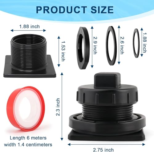 Image of Stock Tank Drain Plug Kit for Rubbermaid Commercial Stock Tank Drain 50 /70 /100 /150 /300 Gallon Stock Tank Float Valve Drain Replacement