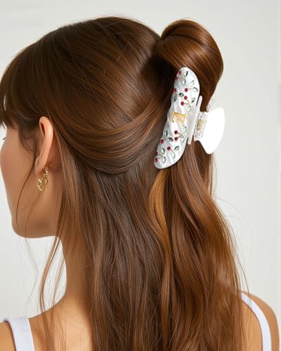 Image of CHLINS Initial Cherry Hair Clips for Women Girls - Cute Glitter Monogram Claw Clips with Rhinestone Cherry Print Hair Accessories, Ideal Birthday Bridesmaid Gifts for Teens Girls, Letter E
