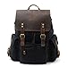 Produktbild H-ANDYBAG Waxed Canvas Schwarz Schule Reise Leder Rucksack passen 15,6 Zoll Laptop
