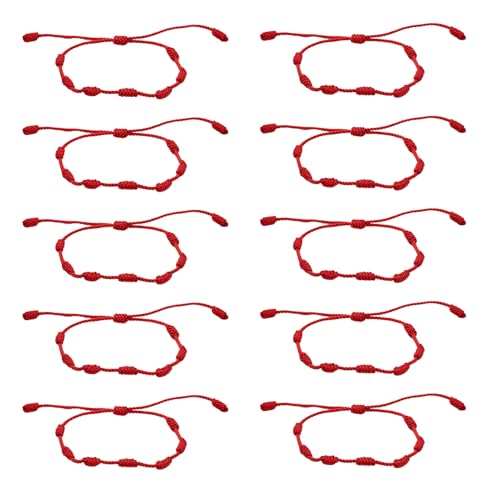 YAOYYG Lot de 10 Bracelets Rouges à 7 Nœuds pour Couples, Bracelet de Protection, Contre le Mauvais œil et Protection Contre le Mauvais œil Fabriqué à La Main, Bracelet Porte - Bonheur Tressé