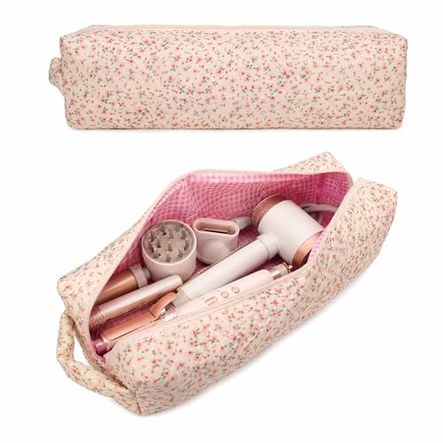 Hair Tool Storage Case Compatible with Dyson Airwrap & Shark FlexStyle Floral Quilted Portable Travel Hair Styling Accessories Bag for Hair Dryer Attachments