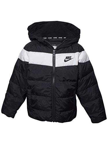 Nike Little Boy's Zip-Up Hooded Puffer Jacket Sportswear Black Sz: 4 86G457
