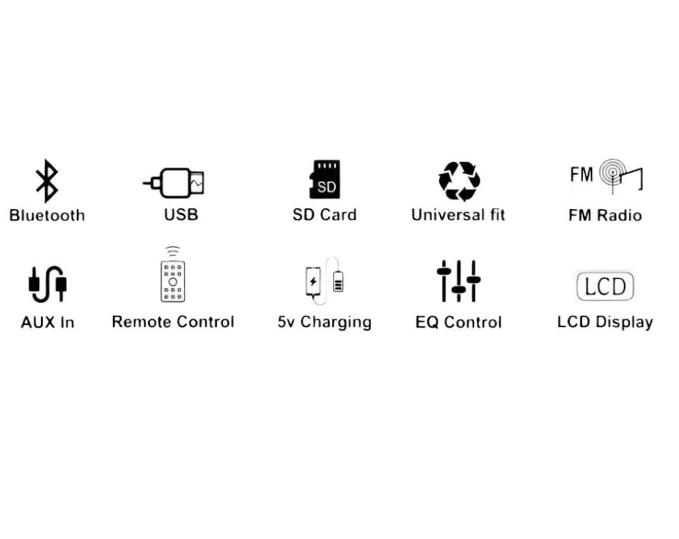 Image of Double IC High Power Car Stereo with LCD & Remote Control | Universal Fit MP3 Player -Bluetooth, USB, AUX, FM Radio, SD Card | Built-in Equalizer for Bass & Treble Control | Black-Grey (0013)