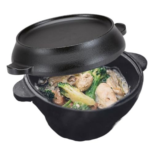 Horno holandés de hierro fundido - Cacerola esmaltada robusta | Horno holandés de hierro fundido versátil con tapa, utensilios de cocina de horno holandés de hierro fundido resistente para guiso, sopa
