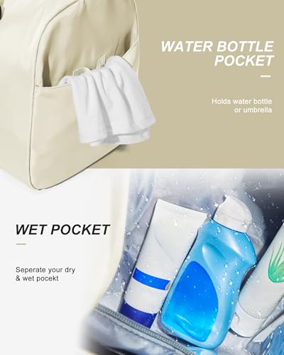 Image of Gym Bag Womens Mens with Shoes Compartment and Wet Pocket Travel Duffel Bag for Women for Plane Sport Gym Tote Bags Swimming Yoga Small Waterproof Weekend Overnight Carry on Bag Hospital Holdalls