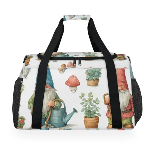 Kizmoglux Gnome Plant Shower Travel Duffel Bag Weekender Overnight Bags for Women Men Foldable Waterproof Tote Bag with Trolley Sleeve