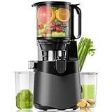 Cold Press Juicer, 5.8" Wide Feed Chute Juice Extractor Machine with 400W, High Juice Yield, Slow Masticating Juicer for Whole Vegetables & Fruits，Deep Grey