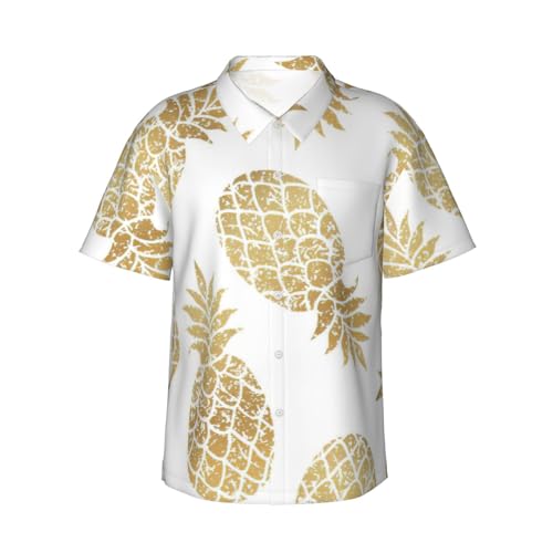 Chemise hawaïenne homme EdWal ananas doré et son short de plage assorti