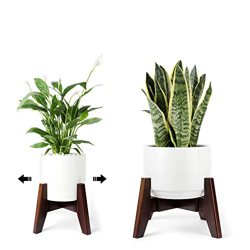 Seanmi Plant Stands For Indoor Plants, Bamboo Plant Stand, Mid Century Plant Holder, Adjustable Width, Fits 8 9 10 11 12 Inches Pots - Dark Brown (Planter Stand Only) #TOP14