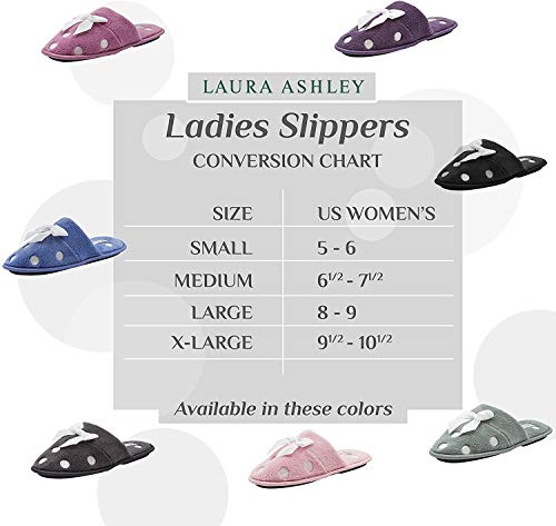 Image of Laura Ashley Ladies Embroidered Soft Terry Scuff Slipper