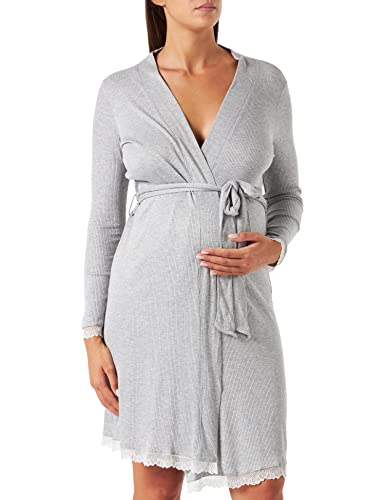 Women'secret Bata Maternity Midi DE Manga Larga EN Rib DE Viscosa Batas y Kimonos, Gris Medio, Regular para Mujer Cover