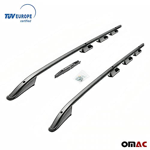 Omac Roof Rack Side Rails For Ford Transit Long Wheelbase 2014 To 2023, Car Rooftop, Luggage Cargo Carrier Set, Black #TOP3