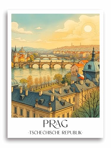 Poster ville de Prague déco salon moderne affiche voyage pour chambre