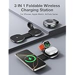 3 in 1 Charging Station for Apple Devices/Wireless Charging Sation Compatible with Magsafe Charger Stand/Foldable Magnetic Travel Wireless Charger for iPhone, Apple Watch, AirPods (Square) - Image 2