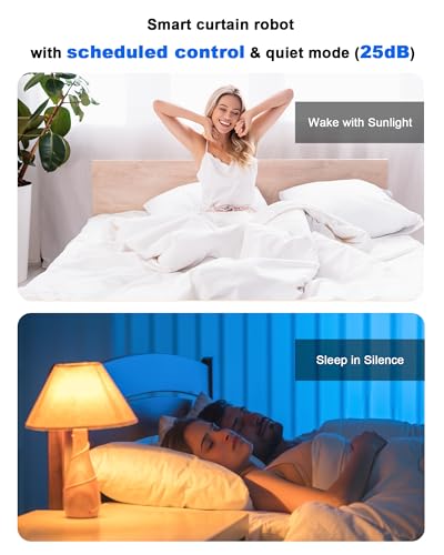 2025 Automatic Curtain Opener - Electric Curtains with Remote Smart Curtain Opener Electronic for Roman/U/T Rails, Bluetooth Curtain Opener with App/Timer, Compatible with Alexa and Google Home