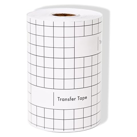 Transfer Tape for Vinyl - 6" x 100 Feet Clear Vinyl Transfer Tape w/Grid & Scraper - Medium Tack Transfer Tape Roll for Adhesive Vinyl - Transfer Film for Stickers, Decals, Ceramics (6" x 100') Cover
