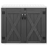 DWVO 35 Cu Ft Outdoor Storage Shed with Unique X-Shaped Lockable Door, Weatherproof Resin Tool Shed w/o Shelf for Gardening & Lawn Equipment, Dark Gray
