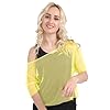 Hybursky 80s Neon Fishnet Top for Women, Off Shoulder Short Sleeve Mesh T-Shirt, 1980s Neon Fancy Dress Disco Costume Carnival Music Festival Casual Top Retro Theme Party Outfits (Yellow) #1