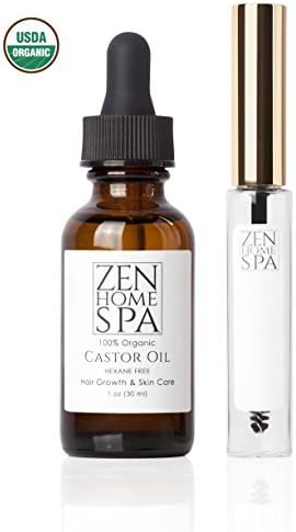 Pure Organic Castor Oil Kit - 100% Cold Pressed USDA Certified - Hexane Free Serum - for Eyelashes, Eyebrows, Hair Growth, Face, Skin, Nails - Includes Treatment Applicator Mascara Tube and Wand