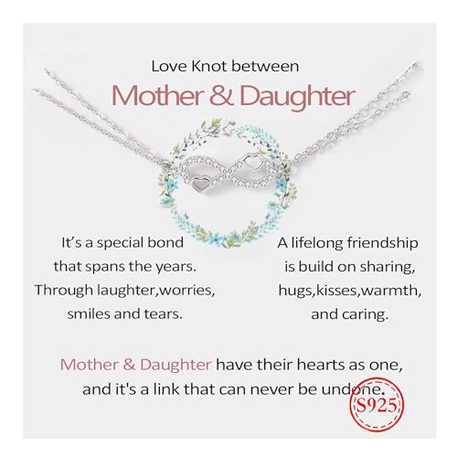 Daughter Bracelets from Mom,925 Sterling Silver Infinity Bracelet for Daughter from Dad, Mother Daughter Bracelets with Message Card, Birthday Gift, Gift for Chrismas Mother's Day
